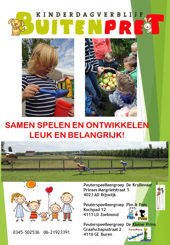 Kinderdagverblijf Buitenpret geeft uw kind de kans om kennis te maken met de peuterspeelleergroep.